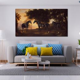 High Quality Handmade George Stubbs Art Painting The Black Stallion Sampson Classical Canvas Artwork Wall Decor