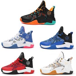 kid basketball shoes boy girl breathable white blue black orange golden mens trainers outdoor sports