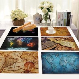 Table Napkin Nautical Vintage Map Life 4 Pieces Set Kitchen Mats Cotton Linen Retro Pattern Decorative Placemats