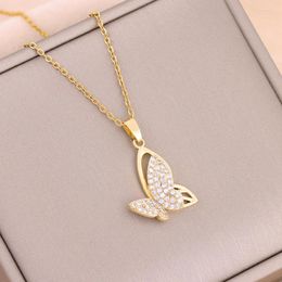 Pendant Necklaces Temperament Light Luxury Butterfly Necklace For Women Cute Female Stainless Steel Neck Chain Ladies Wedding Jewellery