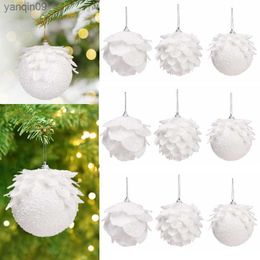 8cm White Christmas Ball Christmas Tree Hanging Pendant Flower Foam Snow Balll Xmas Decoration for Home 2022 Natal New Year 2023 L230626