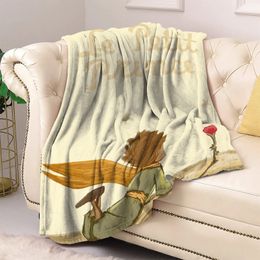 Blankets The Little Prince Boho Blanket for Decorative Sofa Cute Bedroom Decoration Fluffy Soft Bedspread Bed Throw Fleece Hairy 230710