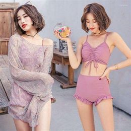 Women's Swimwear Summer Swimsuit Fairy Split Women Thin Cover Belly Swim Trunks Gathered Bikini Girl Spring Swimming Sets