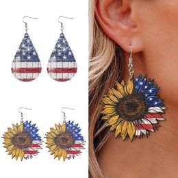 Stud Earrings For Women USA Dangle Interesting Drop And Sunflowers Shape Bohemian Patriotic 4 Of July Independence