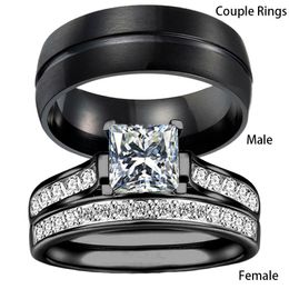 Romantic Engagement Love Couple Rings Women's Matching Rings Bridal Sets Stainless Steel Wedding Bands Men's Rings New Best