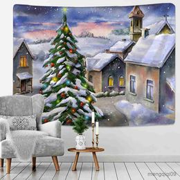 Tapestries Christmas Snowman Tapestry Wall Hanging Fireplace Gift Holiday Background Cloth Witchcraft Home Decor R230710