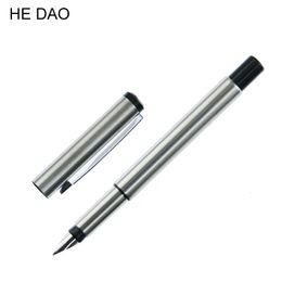 Fountain Pens HE DAO Silver Metal Vector Pen 05mm Nib Full Body Business Gift Writing Calligraphy Office Supplies 230707