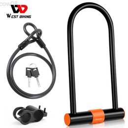 Bike Locks WEST BIKING Carbon Steel Bike Lock Anti-Tht Secure MTB Road Bicyc Cab U Lock Motorcyc Scooter Cycling Accessories HKD230710