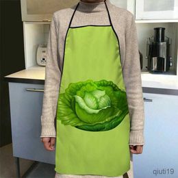 Kitchen Apron Purple Cabbage And Chinese Cabbage Apron Dinner Cooking Apron Adult Baking Accessories Waterproof Fabric Cleaning Tools R230710