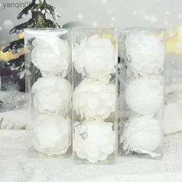 8cm White Christmas Ball Christmas Tree Ornament Xmas Decorations for Home 2023 New Year Tree Decorative Foam Balls 3Pcs/Box L230626