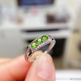 Cluster Rings KJJEAXCMY Fine Jewellery S925 Sterling Silver Inlaid Natural Diopside Girl Classic Ring Support Test Chinese Style Selling