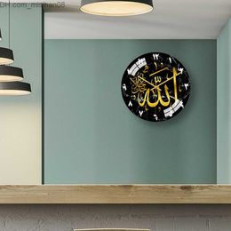 Wall Clocks Balram Theme Acrylic Decoration Wall Clock Battery free Eid al-Fitr Home Decoration Muslim 3D Wallpaper Clock Z230710