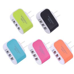 US EU Plug 3 USB Wall Chargers 5V LED Adapter Travel Convenient Power Adapter with triple USB Ports For Mobile Phone