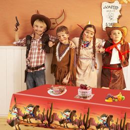 Table Cloth Waterproof Pastel Tablecloth Fiesta Party Cowboy Covers Portable Decoration For Kids Birthday