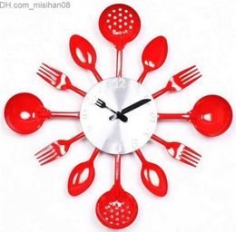 Wall Clocks Real Metal Wall Clock Knife Kitchen Decoration Quartz Silent Modern Separate Needle Watch Household Z230711