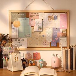 Clipboards MINKYS Kawaii Soft Wooden Letter Message Board Decorative Postcard Po Wall Cork Memo Paper Background Stationery 230707