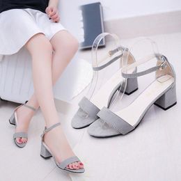 Summer Sandals High Thick Women's Heels Heel Shoes Casual Elegant Medium Comfortable Fashion Dress Pink 2023 Big Size 41 42 390