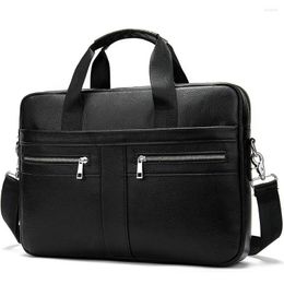 Briefcases Men Handbag Genuine Leather Briefcase High Quality Brand Business Crossbody Messenger Bags Male Laptop Bag Cowhide