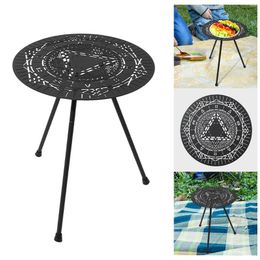 Camp Furniture Black Portable Adjustable Round Camping Small Coffee Table Durable Picnic