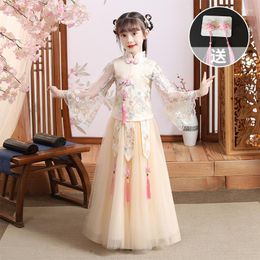 Ethnic Clothing Girls Hanfu Cheongsam Chi-Pao Perform Dress Kids Dance Elegant Year Princess Children Party Wedding Gown