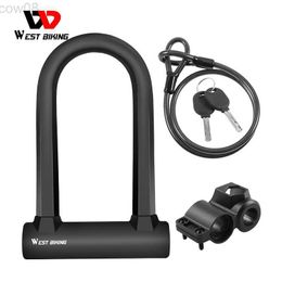 Bike Locks WEST BIKING MTB Road Bicyc Lock Anti-tht Bike Cab U Lock With 2 Keys Motorcyc Scooter Security Cycling Accessories HKD230710