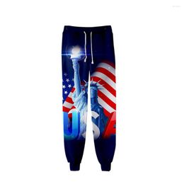 Men's Pants Fashion Spring And Autumn US Flag Stars Stripes 3D Printed Sports Unisex Street Leisure Jogging