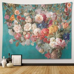 Tapestries Flower Vintage Tapestry Retro Plant Theme Wall Hanging Bedroom Decorative Wall Tapestry Home Room Living Room Decoration