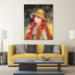 Modern Landscape Canvas Wall Art Young Girl with Long Hair Pierre Auguste Renoir Paintings Handmade High Quality