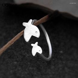 Cluster Rings Silver Colour Brushed Greedy Fish Animal Gifts Jewellery