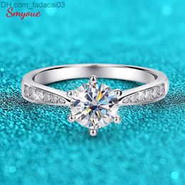 Wedding Rings Smyoue Real 053CT Moissanite Women's Wedding ring Sterling Silver Round Shiny Diamond Solitaire Engagement ring Gift Z230712