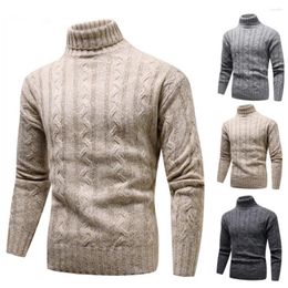 Men's Sweaters Comfy Chic Autumn Winter Solid Colour Thickened Warm Sweater Jumper 3D Cutting Male Knitwear High Collar Daily Clothing