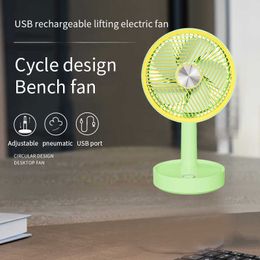 Electric Fans Retractable shaking head USB student small fan Rechargeable candy-colored home desktop electric fan