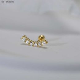 AIDE 1PCS Small Black Stud Earrings For Women 925 Sterling Silver Single Row Diamond Thread Pierced Earrings Wedding Jewellery L230620