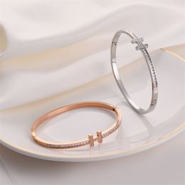 Womens bracelet gold torque bangle row diamond luxury jewelry width hidden inlay process High fade resistant bracelets designer for women luxurious
