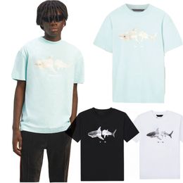 Men's Tshirts Angels Mens Designer Palm White Broken Head Shark Classic Tee Tshirt Loose Fashion Coconut Tree Short Sleeves Summer Casual Men Beach Tshirts Angelss