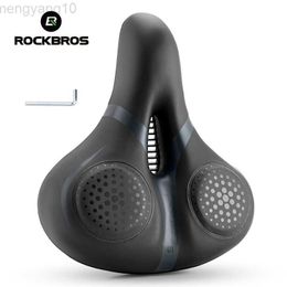 Bike Saddles ROCKBROS Bicycle Saddle Breathable Shock Seats PU Leather Surface Cushion Rounded Hollow Cycling Seat Comfort MTB Bike Saddles HKD230710