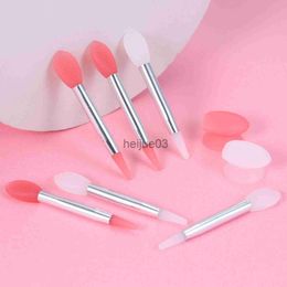 Makeup Brushes 10pcs Silicone Lip Brush Set Small Makeup Brushes Lipstick Applicator Brushes with 2 Antilost Cover for Lip Care Makeup Use x0710