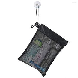 Storage Bags Toiletry Bag Black Mesh Hanging Bath Drawstring Drawer Wash Net Organiser Shower Tote