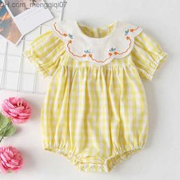 Rompers Princess style cotton cute summer dress 0-24M baby girl Skin-tight garment baby girl short sleeve jumpsuit Z230711