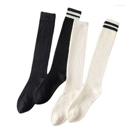 Women Socks Women's Parallel Bars Letter G Stripe Hollow Calf Jk College Wind Beige Two Thick Needle Knee-length