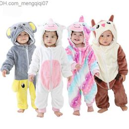 Conjuntos de roupas de bebê roupas de inverno pijama de bebê macacão com capuz de uma peça pijama de menino unicórnio pijama de menina Kigurumi pijama Z230711