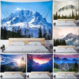 Tapestries Mountain And River Impression Painting Tapestry Wall Hanging Hills Natural Scenery Witchcraft Home Decor R230710