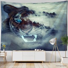 Tapestries Animal Ferocious Wall Hanging Tapestry Art Deco Blanket Curtain Hanging At Home Bedroom Living Room Decoration R230710