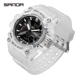 SANDA Top Brand Military Sports Watch Men Waterproof Alarm Clock Light Analogue Digital Male G style Student Quartz Wristwatches