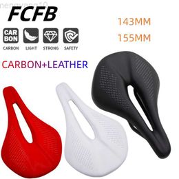 Bike Saddles Leather Carbon Saddle MTB/Road 143/155MM Bike Saddle Super Light Leather Carbon Cushions Carbon Rails Bicycle Seat bike seat HKD230710