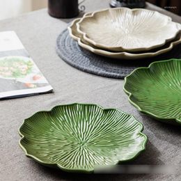 Plates 2 Sizes For 4 Colors Modern Plate Sets Japanese Style Ceramic Roses Dishes Dinner Set Tableware Serving Dinnerware