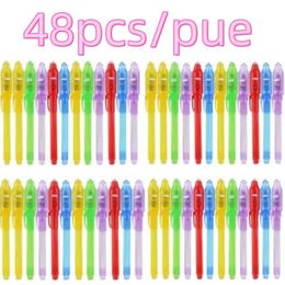 Markers Invisible Ink Pen 24 PCS Spy Pen with UV Light Magic Marker for Secret Message Treasure Box Prizes Kids Party Favours Toys Gift 230710