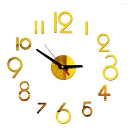 Wall Clocks Silent Full Digital Modern DIY Clock Bedroom Gifts Large Decorative For Home Acrylic Mirror Battery Operated Simple