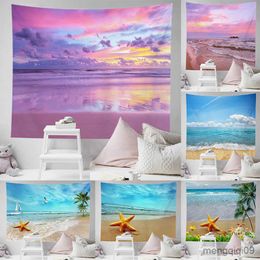 Tapestries Tapestry Wall Background Beautiful Landscape Living Room The Blue Sea Beach Bedroom Decoration Hanging Cloth R230710