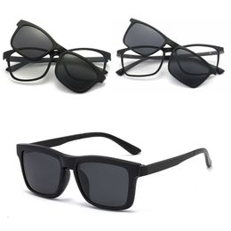 Sunglasses Polarised Men Women 2 In 1 Magnetic Clip On Glasses TR90 Optical Prescription Eyewear Frames Eyeglasses 230707